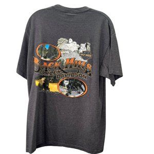 Harley Davidson Black Hills T Shirt Rapid City SD size L Gray Mt Rushmore